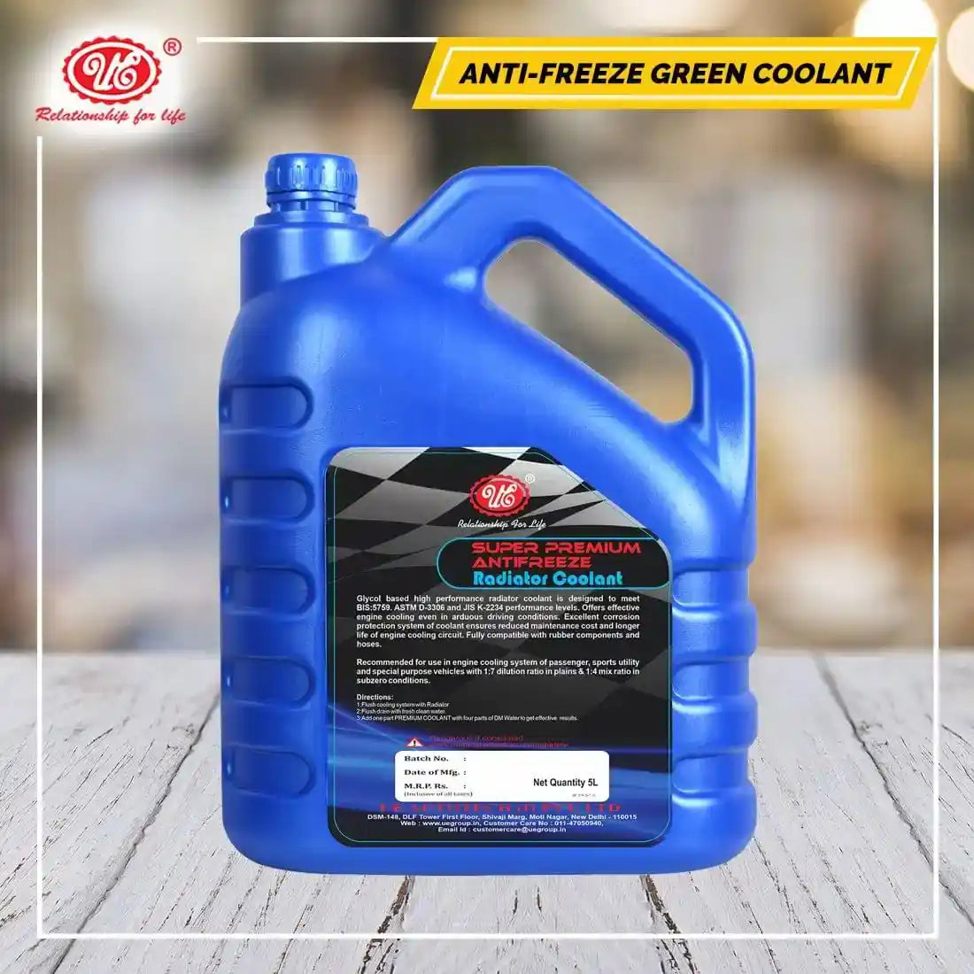 rigdom helbrede gået vanvittigt UE Premium Radiator Coolant Antifreeze -Green (5 Liter) | Mix Ratio 1: