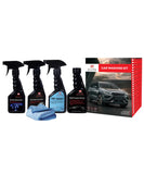 Car & Bike Washing Kit, Car Washing Kit, Bike Washing Kit with Waterless Wash & Wax, Tyre Polish, Dashboard Polish, Interior Cleaner for Seat & Roof Cleaner. All Products are 200ml Capacity with Micro Fibre Cloth Free
