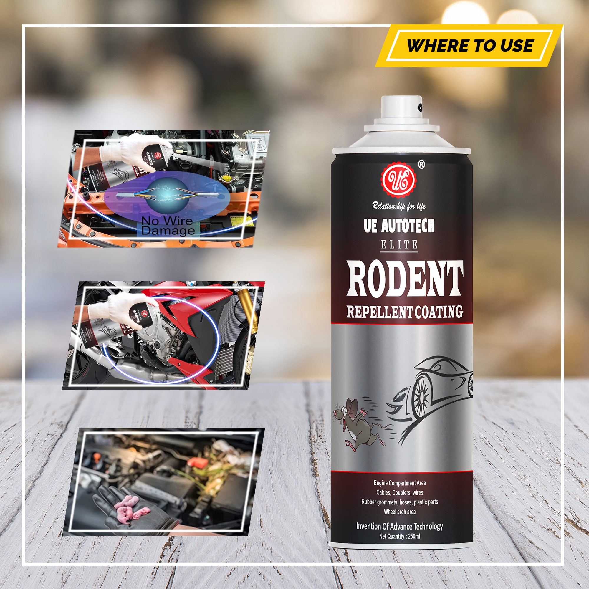 UE Autotech Rodent Repellent Coating, 150ml | Rat Protection for Engin