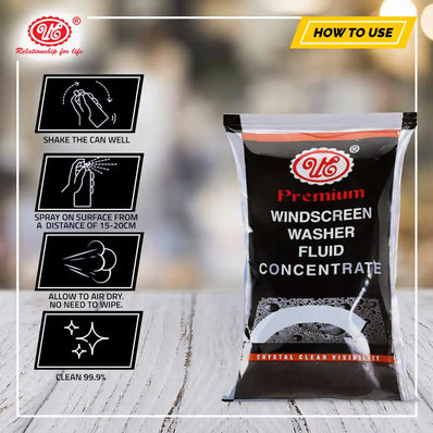 Premium Windscreen Washer Fluid Concentrate - Fast Cleaning of Rain/Water Drops & Dust For Safe Driving